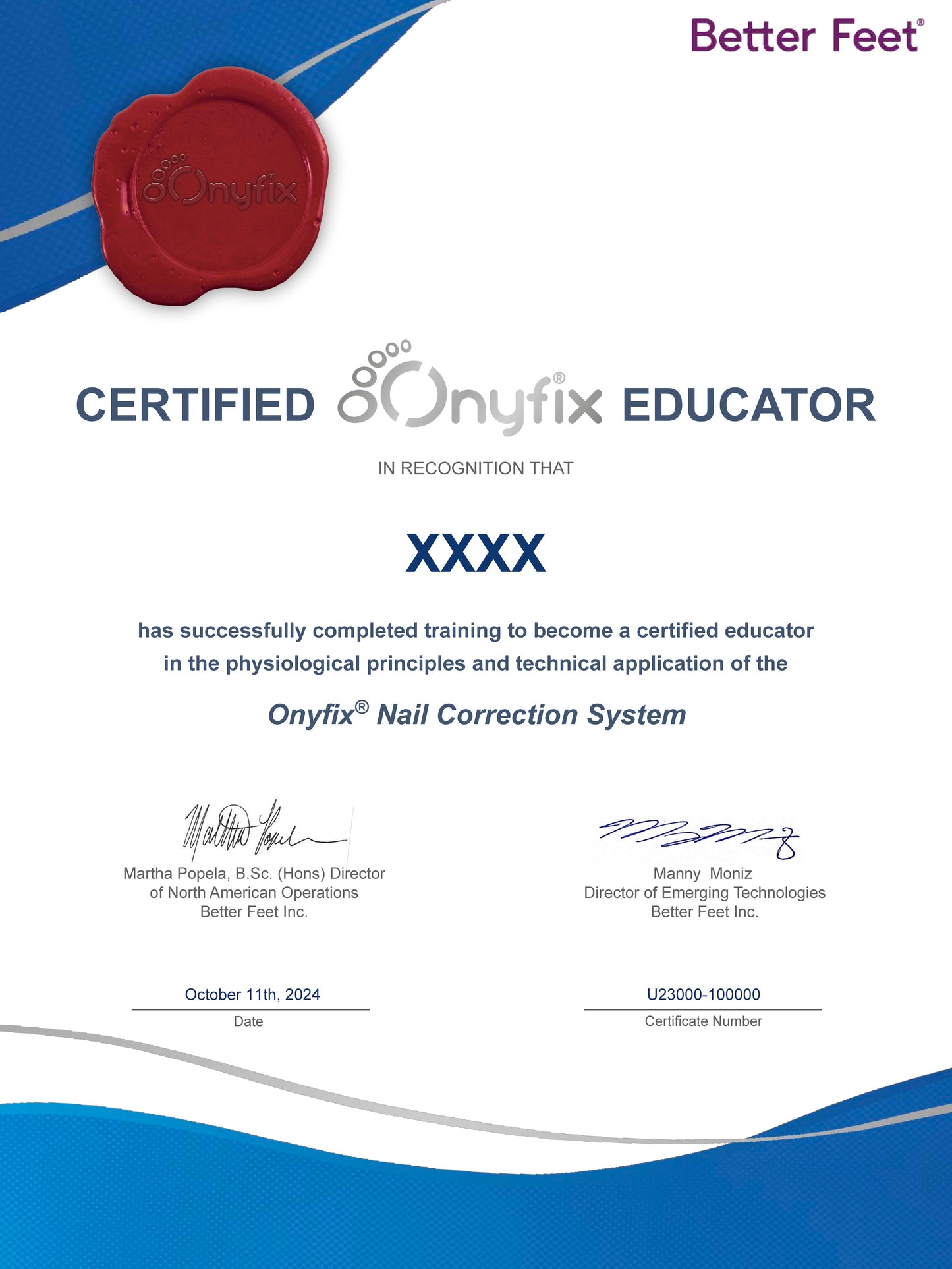 Onyfix Certification Only