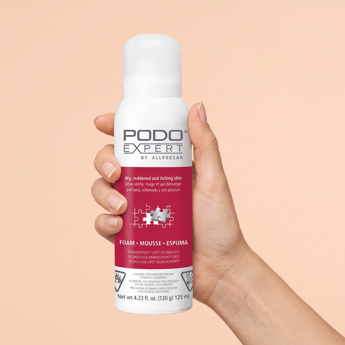 PodoExpert Dry, Reddened & Itching Skin held in hand