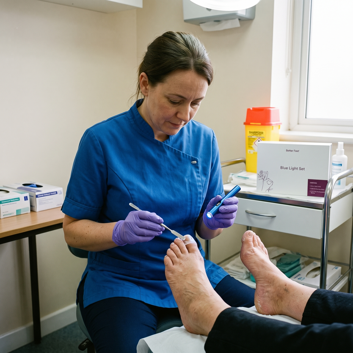 Better Feet® OnyFix® Starter Kit, Blue Light Set & Certification in use at a podiatry clinic