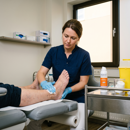 PodoExpert Cracked Skin w/ Smoothing Scent in use at a podiatry clinic