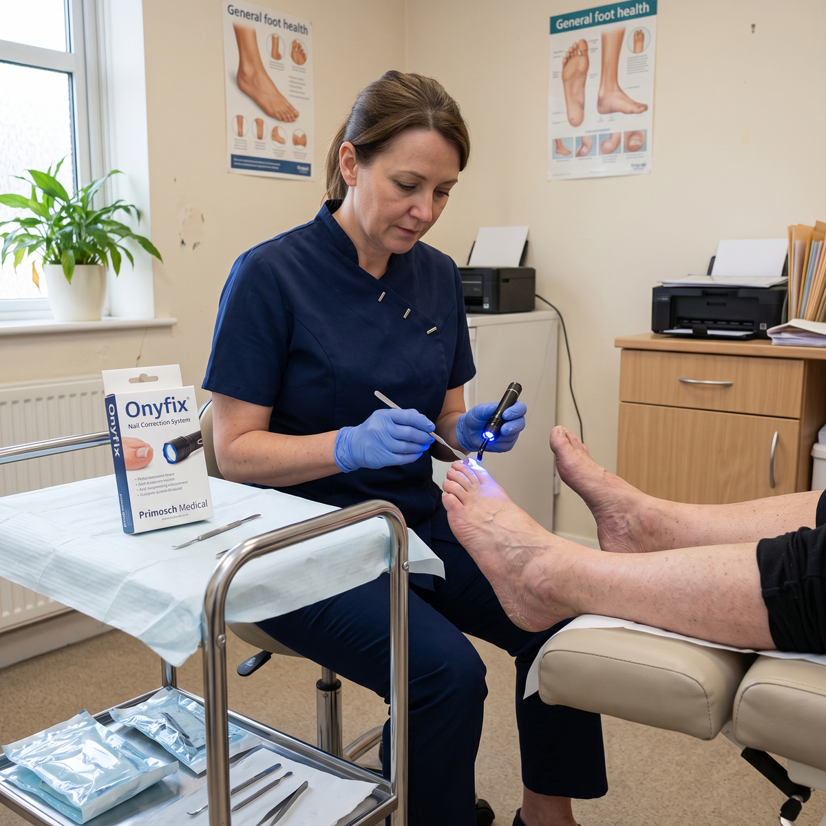 OnyLux® LED Blue Light Set in use at a podiatry clinic