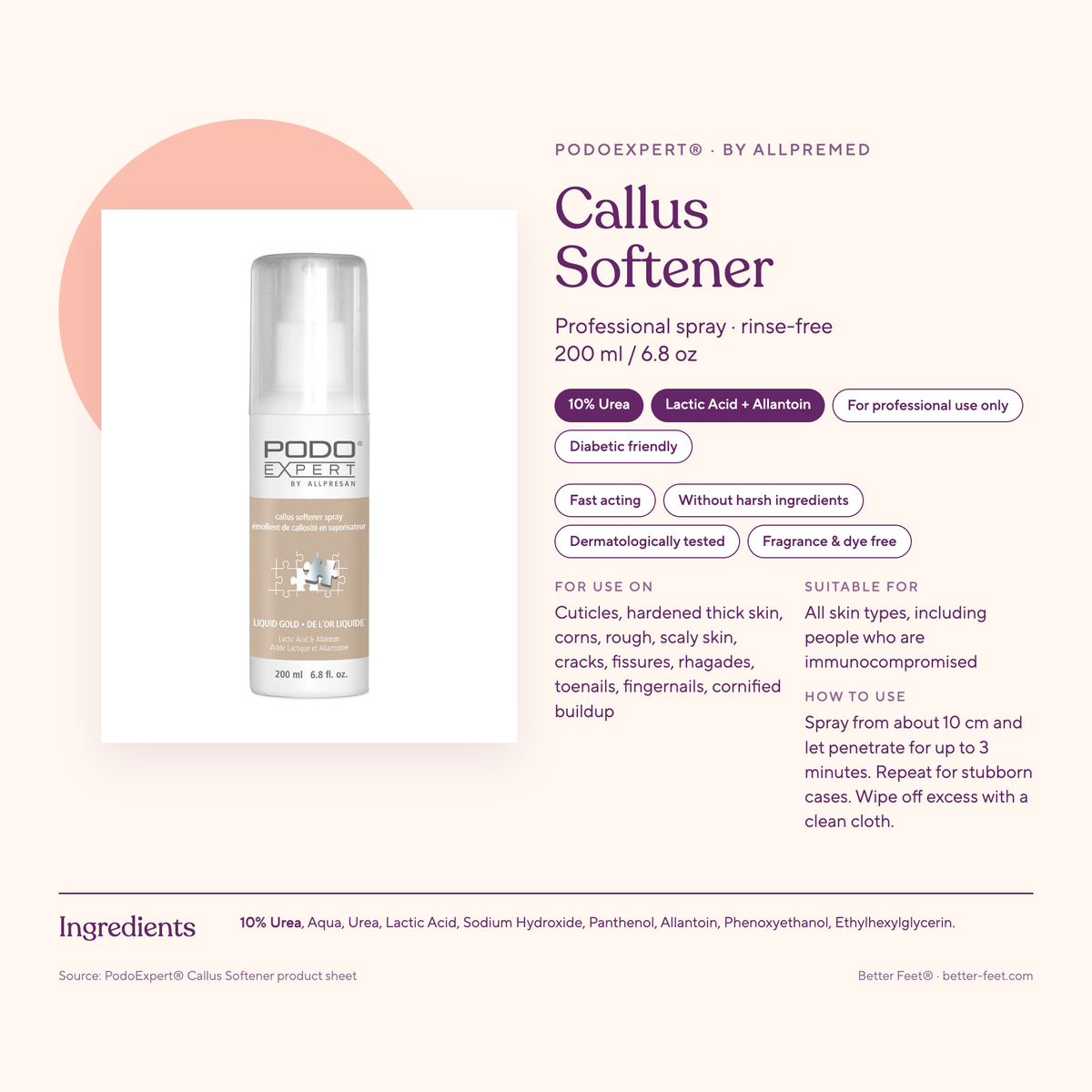 PodoExpert Callus Softener — ingredients & product facts